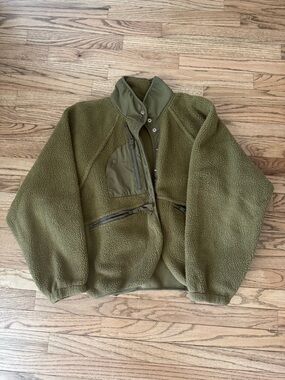 Free People Hit the Slopes Fleece Jacket Army Green